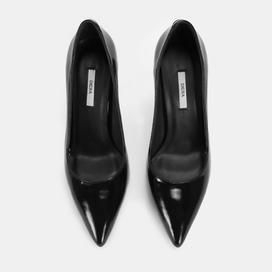 Kadın Siyah Rugan Topuklu Klasik Ayakkabı