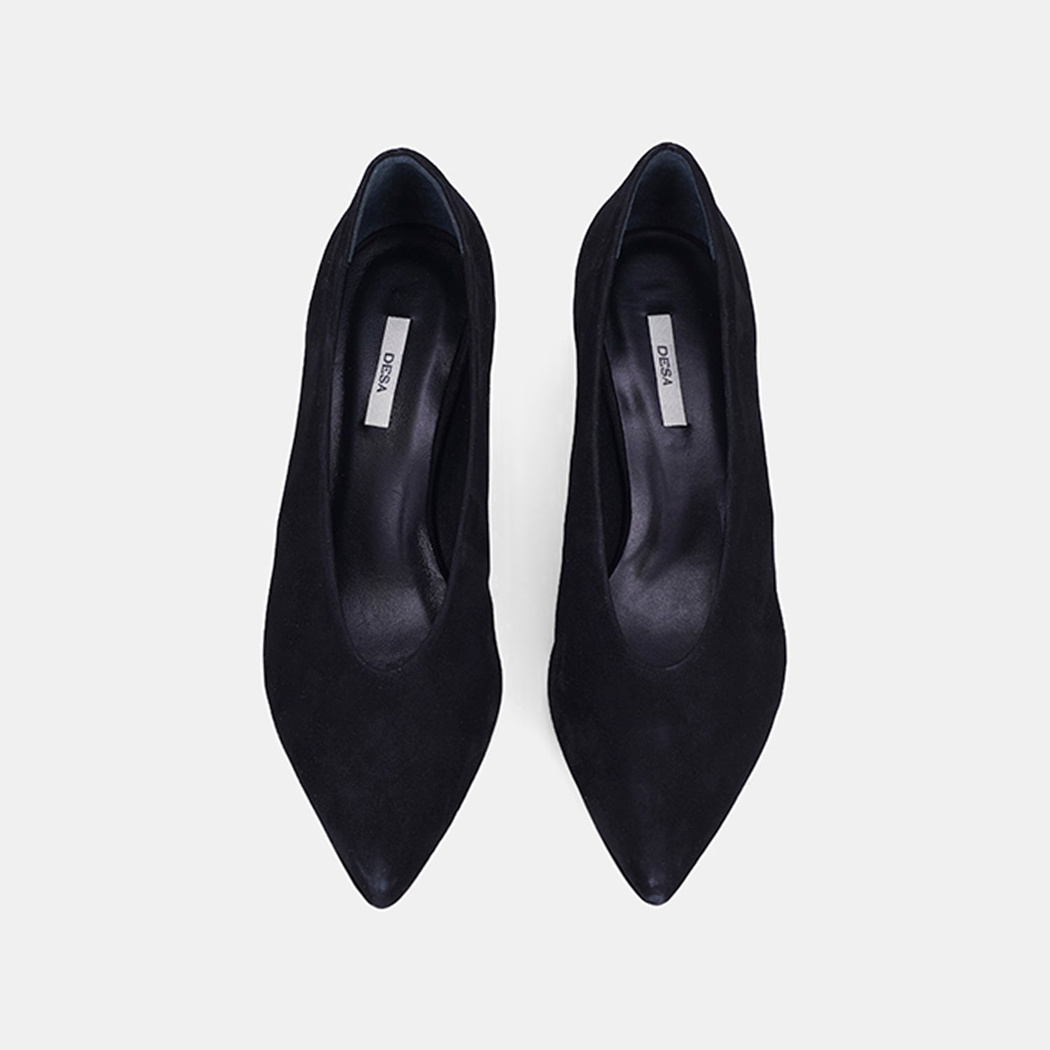 Kadın Siyah Sivri Burunlu Süet Topuklu Ayakkabı