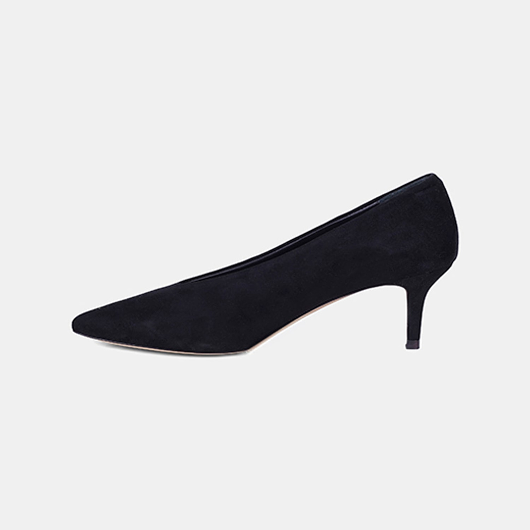 Kadın Siyah Sivri Burunlu Süet Topuklu Ayakkabı