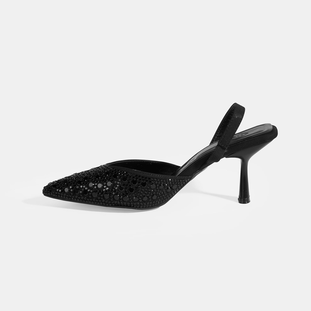 Kadın Siyah Slingback Topuklu Abiye Ayakkabı