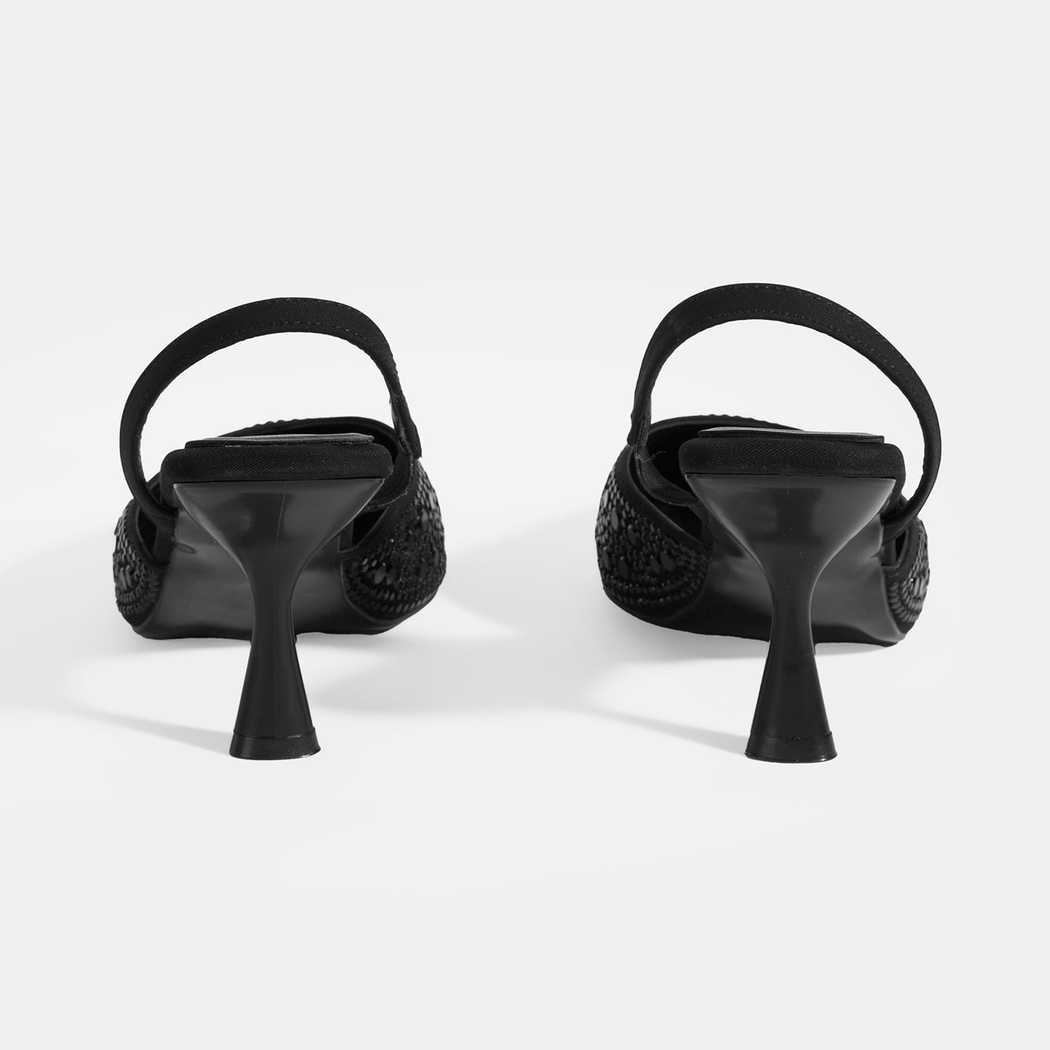 Kadın Siyah Slingback Topuklu Abiye Ayakkabı