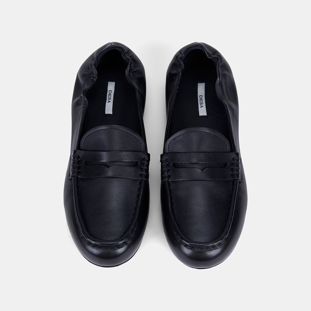 Kadın Siyah Slip-On Deri Loafer