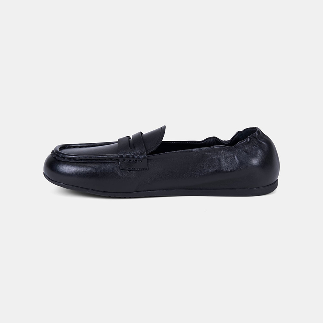 Kadın Siyah Slip-On Deri Loafer