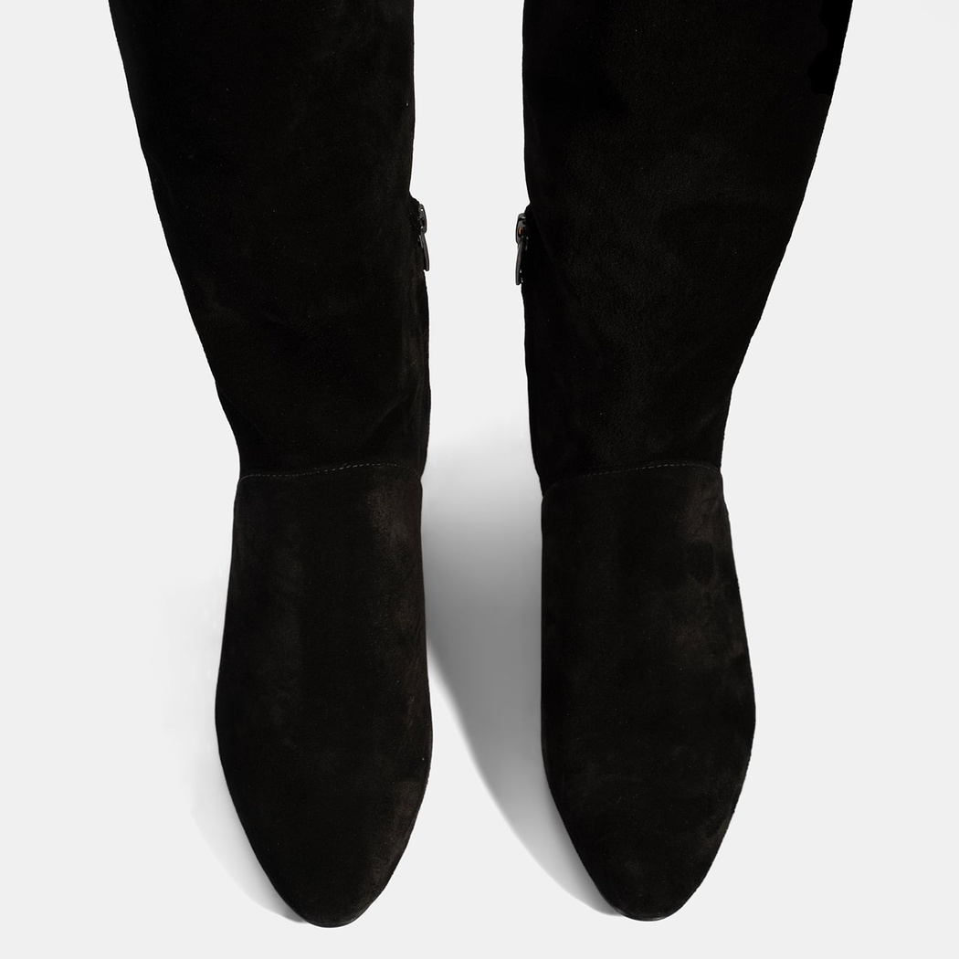 Kadın Siyah Süet Deri Çizme