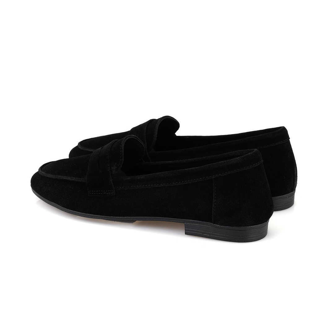 Kadın Siyah Süet Deri Loafer