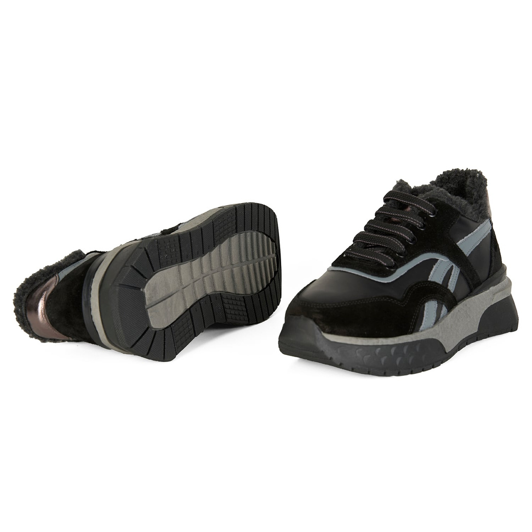 Kadın Siyah Süet Deri Spor Ayakkabı