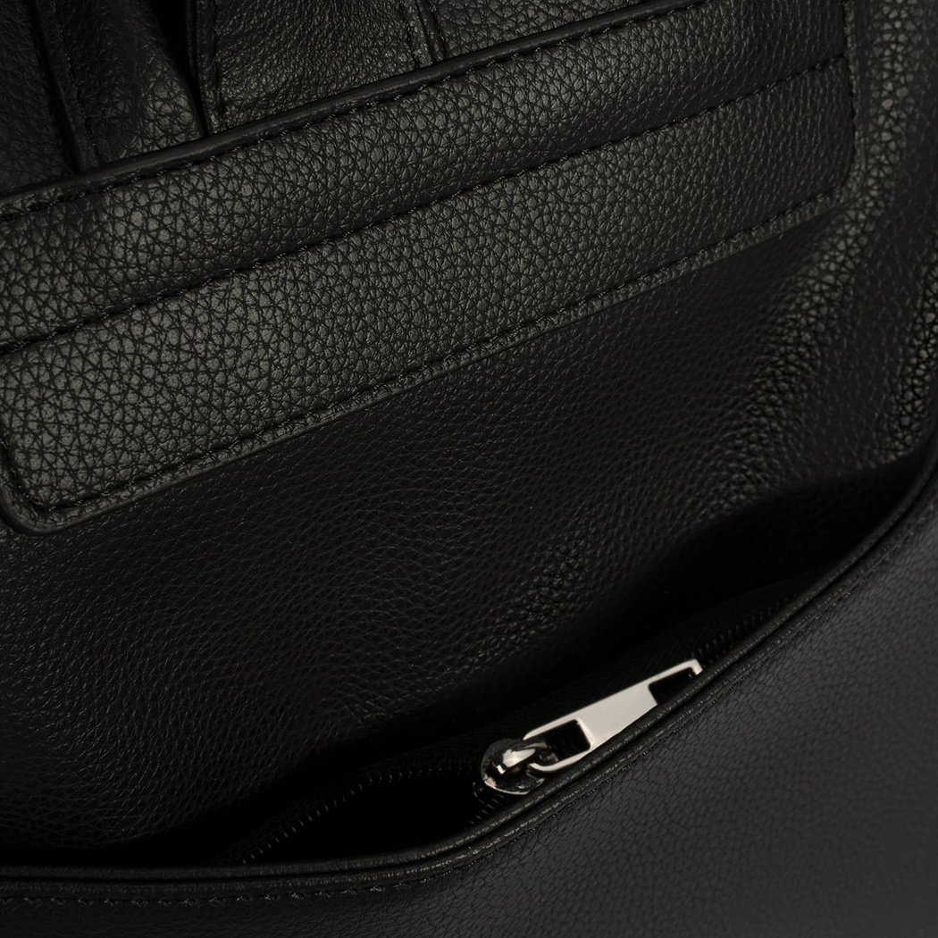 Kadın Siyah Süet Detaylı Fermuarlı Sırt Çantası