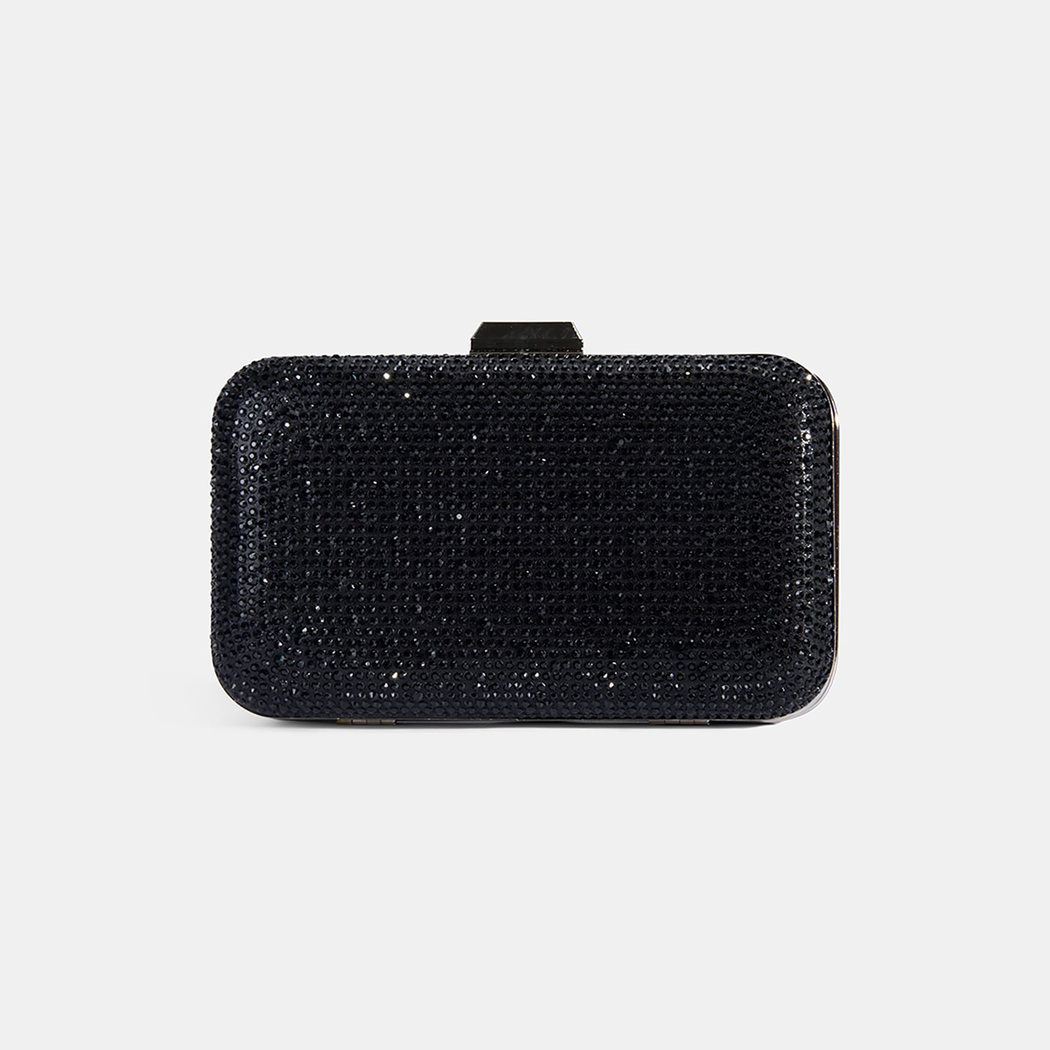 Kadın Siyah Taş Detaylı Portföy Gece Çantası
