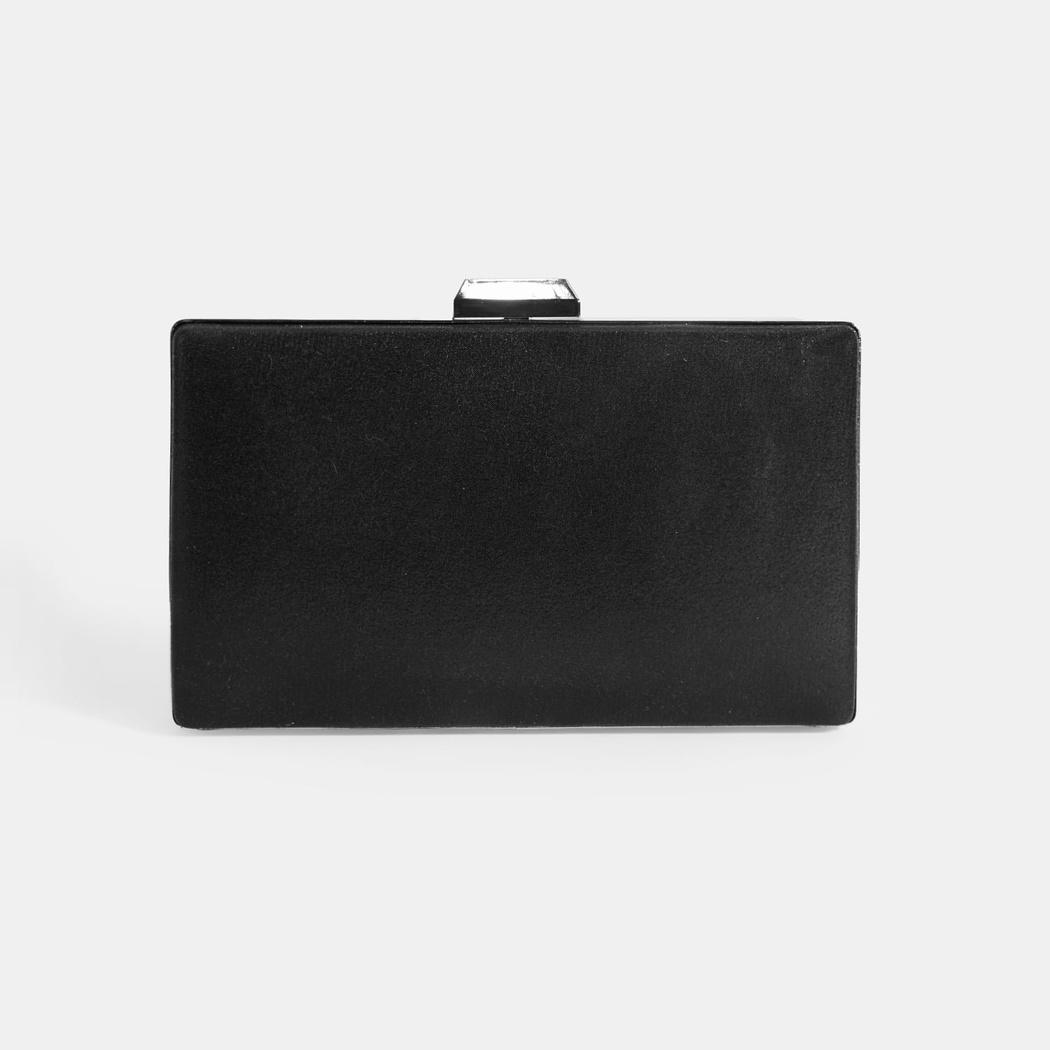 Kadın Siyah Taşlı Portföy Gece Çantası