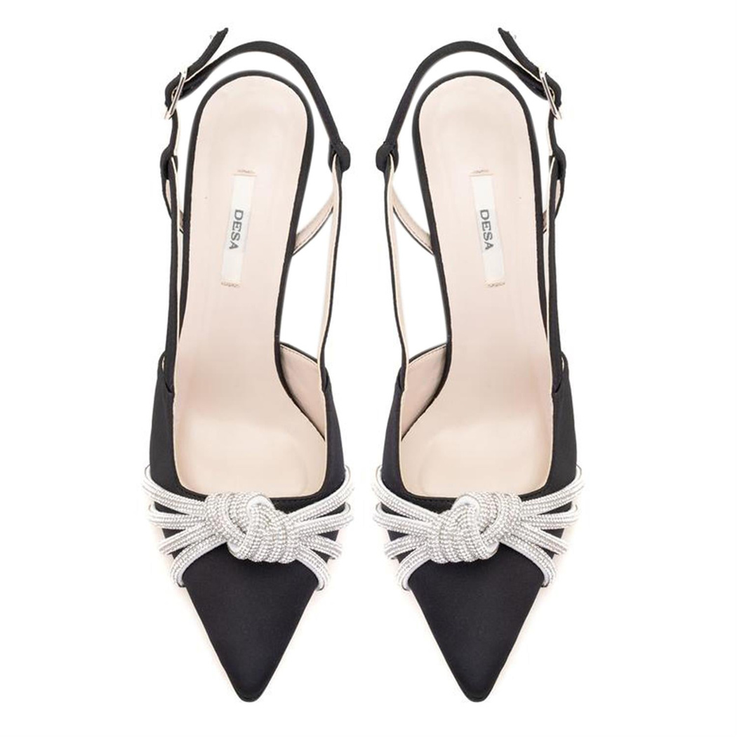 Kadın Siyah Taşlı Saten Abiye Ayakkabı