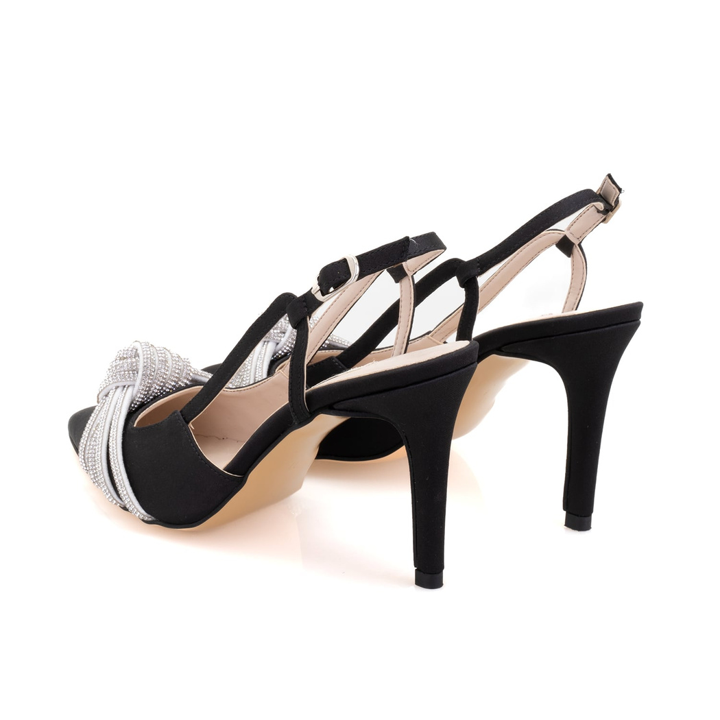 Kadın Siyah Taşlı Saten Abiye Ayakkabı