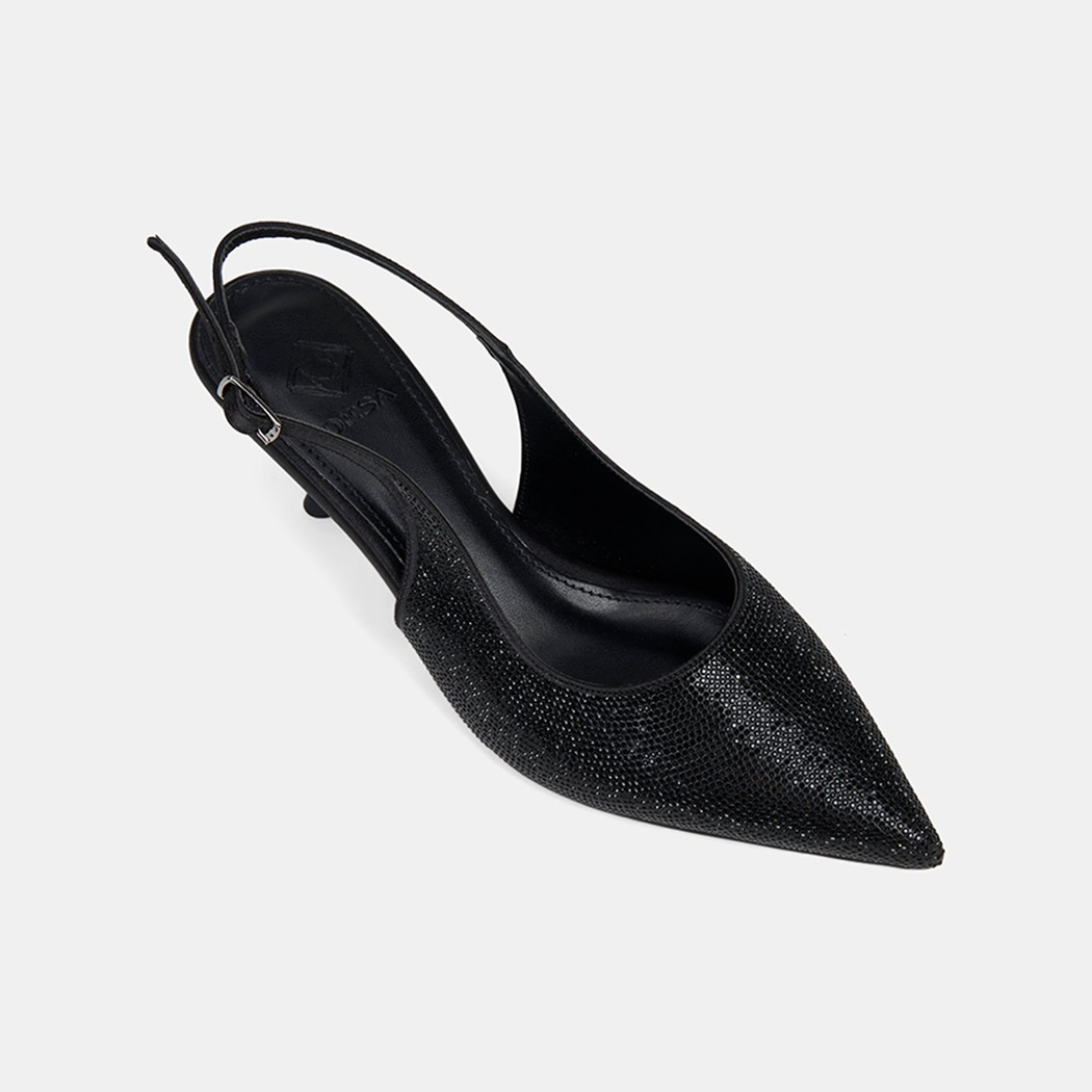 Kadın Siyah Taşlı Sivri Burunlu Topuklu Abiye Ayakkabı