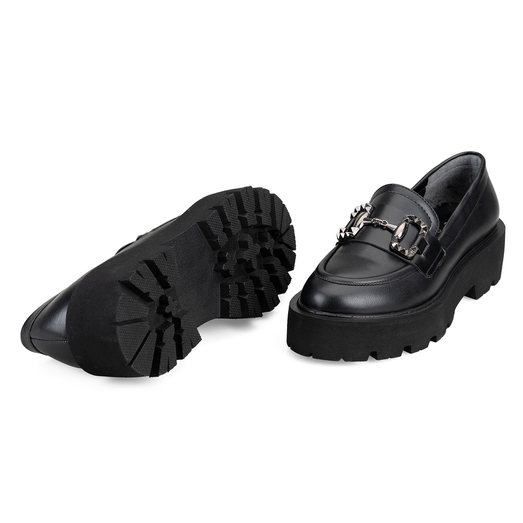 Kadın Siyah Toka Detaylı Loafer