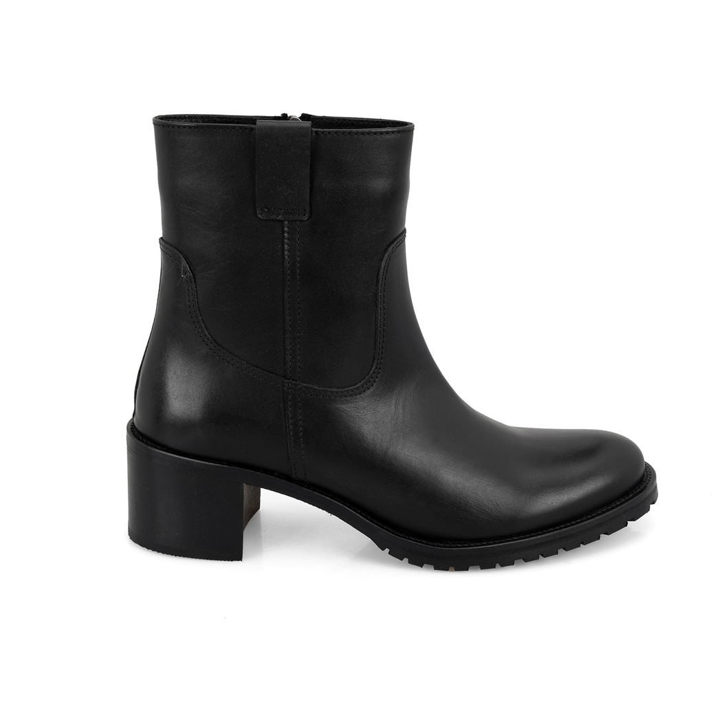 Kadın Siyah Topuklu Deri Bot