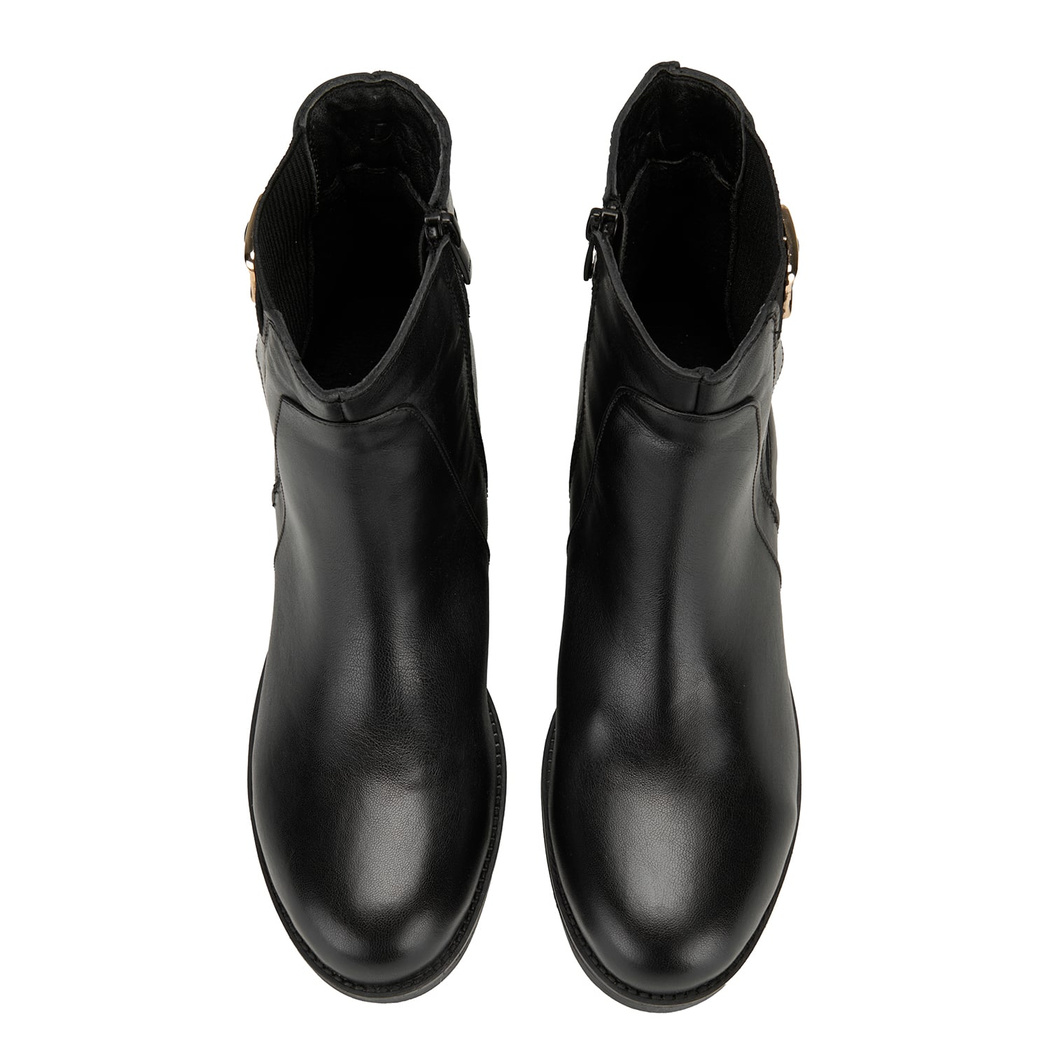 Kadın Siyah Topuklu Deri Bot