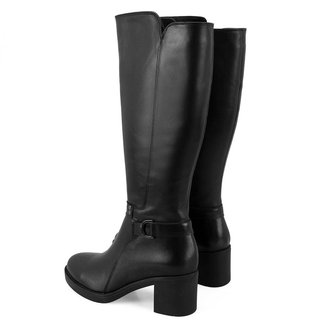 Kadın Siyah Topuklu Deri Çizme
