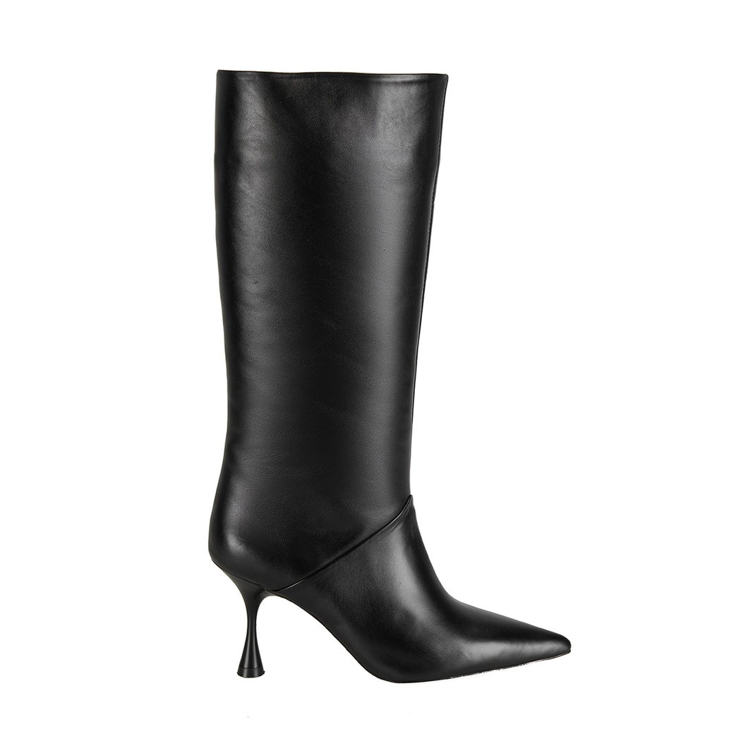 Kadın Siyah Topuklu Deri Çizme