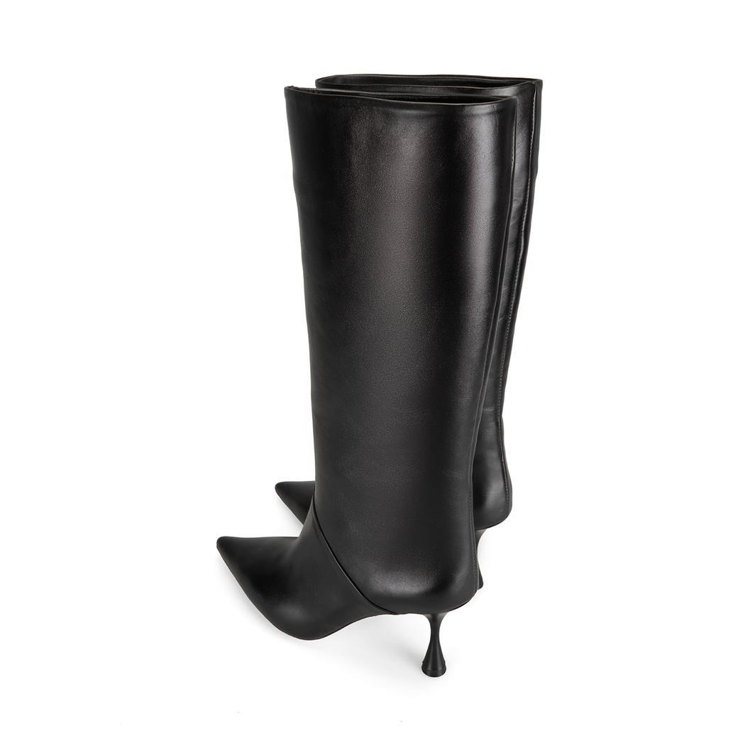 Kadın Siyah Topuklu Deri Çizme