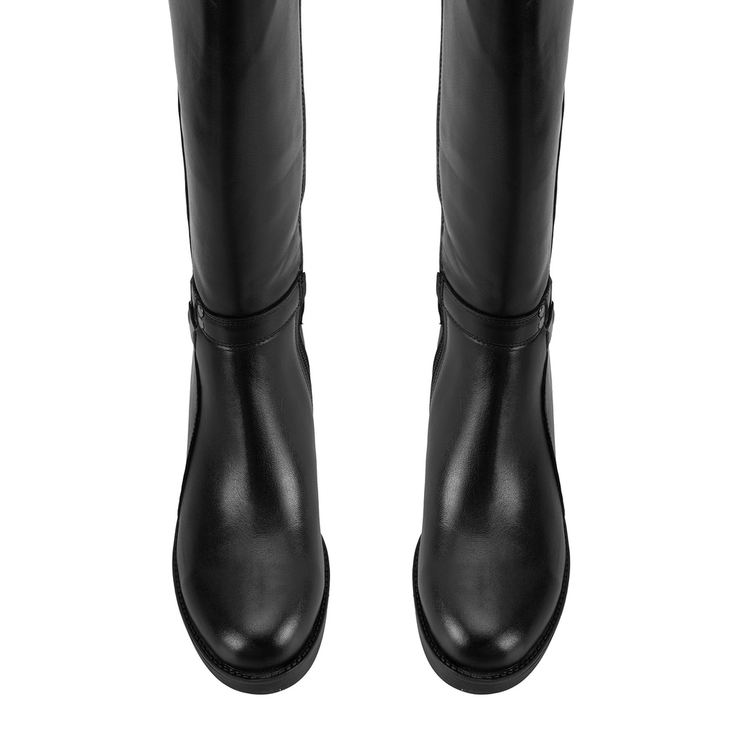 Kadın Siyah Topuklu Deri Çizme
