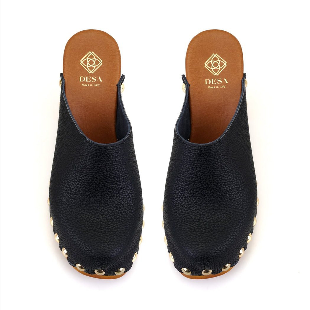 Kadın Siyah Topuklu Deri Sabo