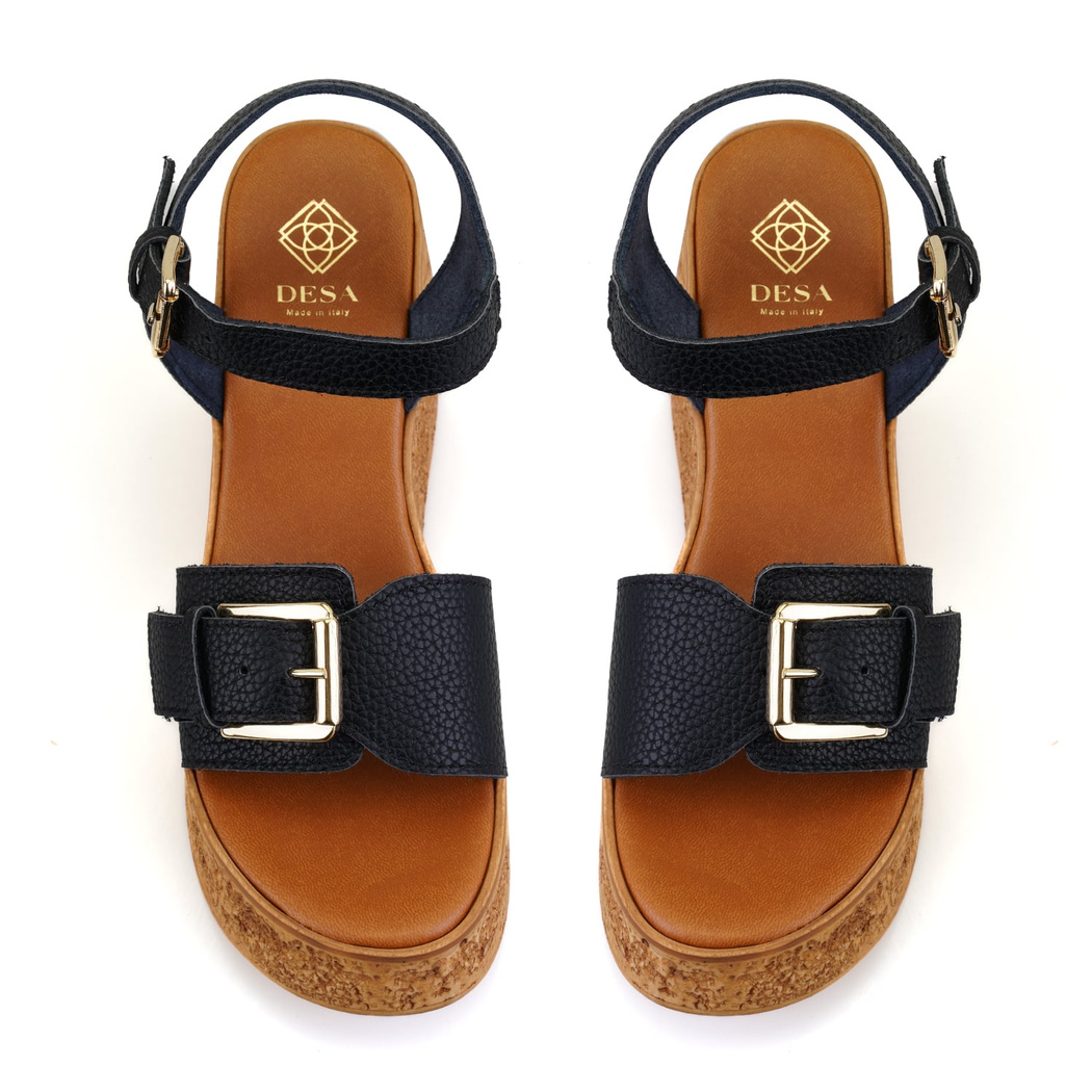 Kadın Siyah Topuklu Deri Sandalet