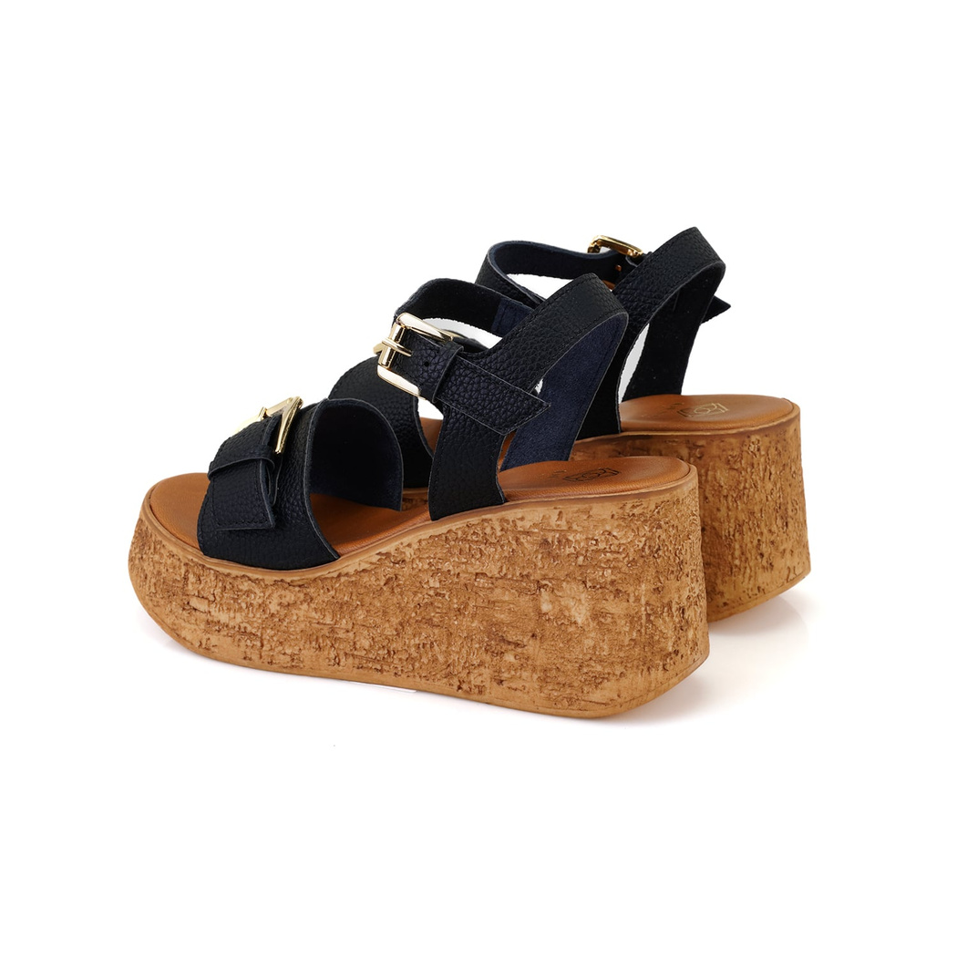 Kadın Siyah Topuklu Deri Sandalet