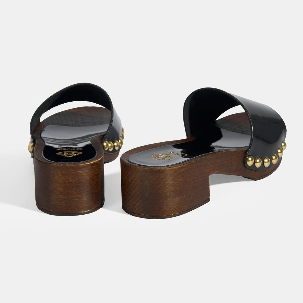 Kadın Siyah Zımba Detaylı Topuklu Terlik