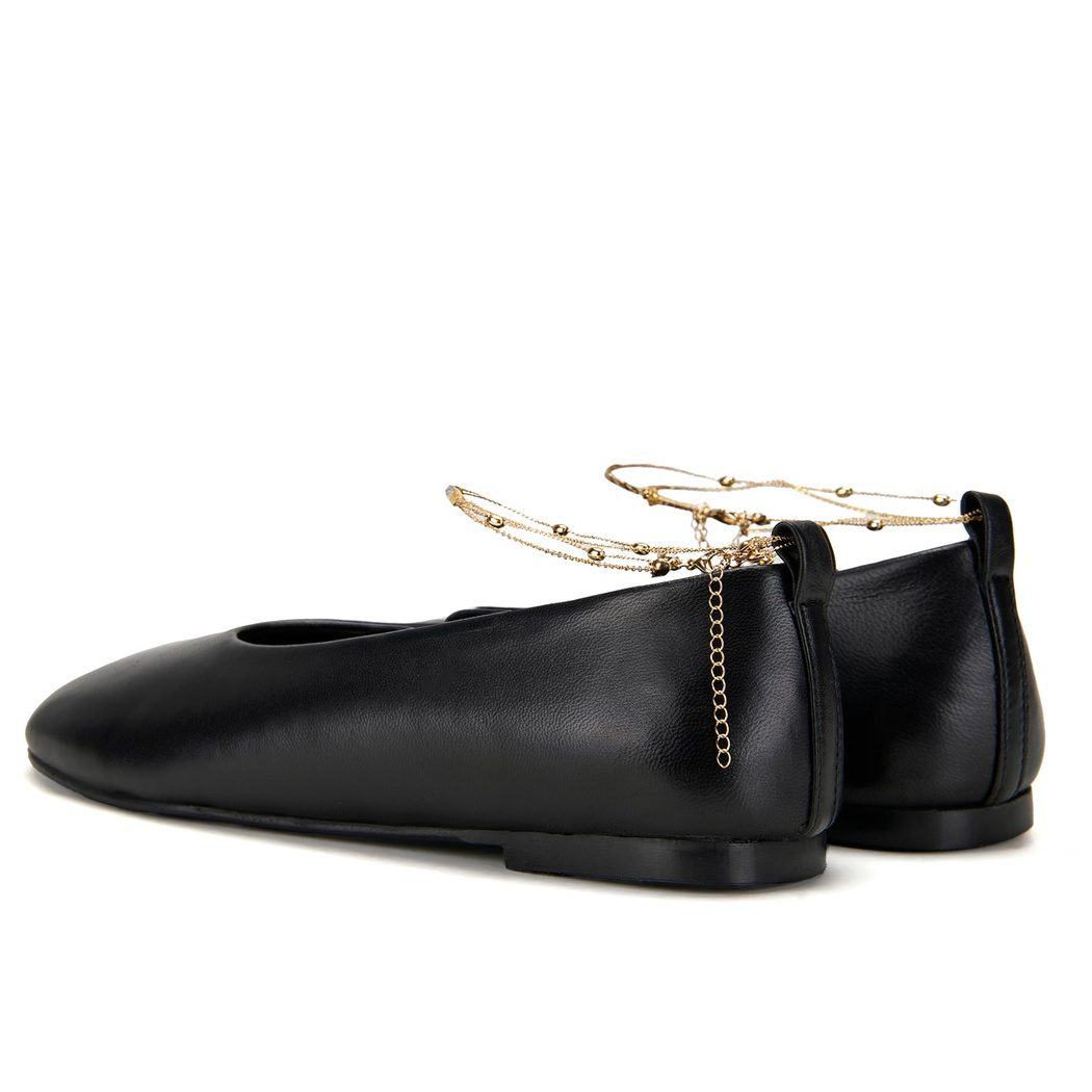 Kadın Siyah Zincir Detaylı Babet