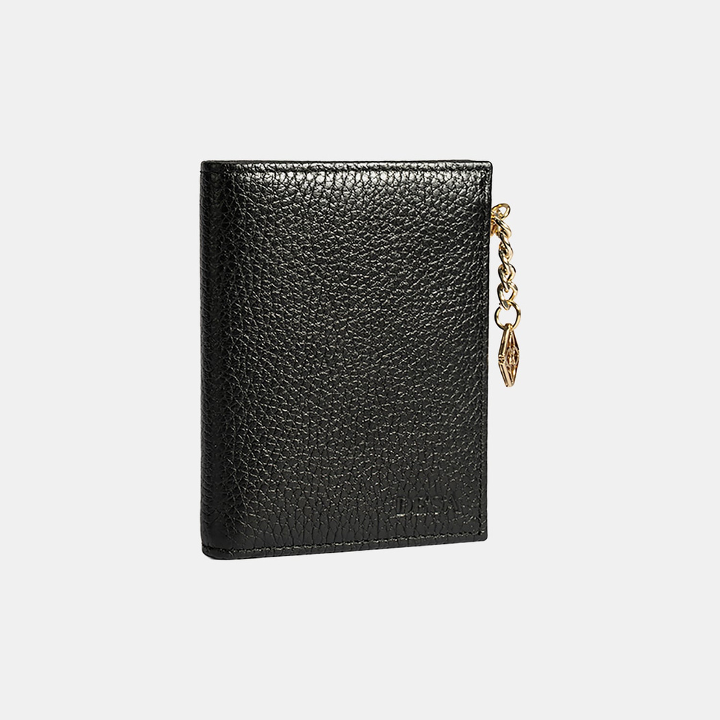 Kadın Siyah Zincir Detaylı Deri Cüzdan