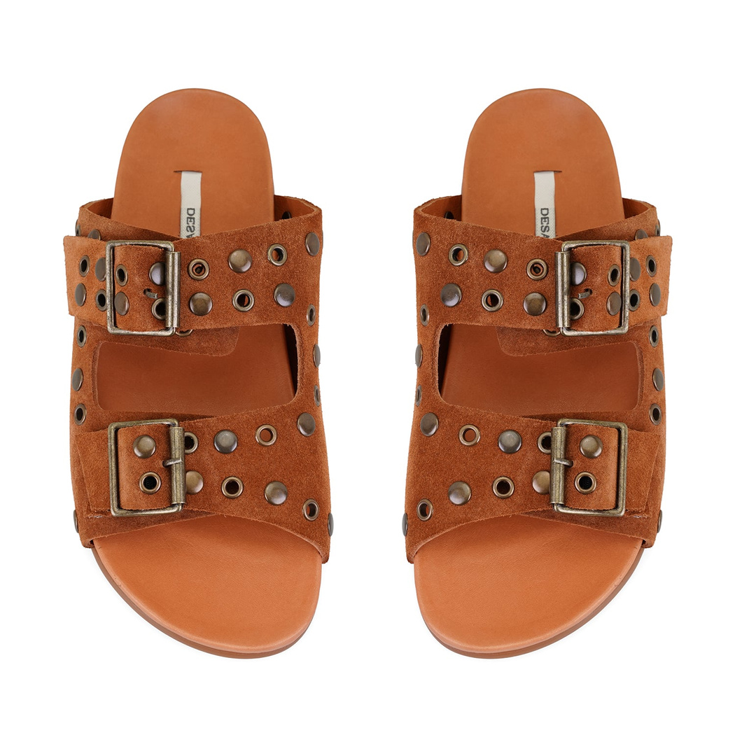 Kadın Taba Aksesuarlı Deri Terlik