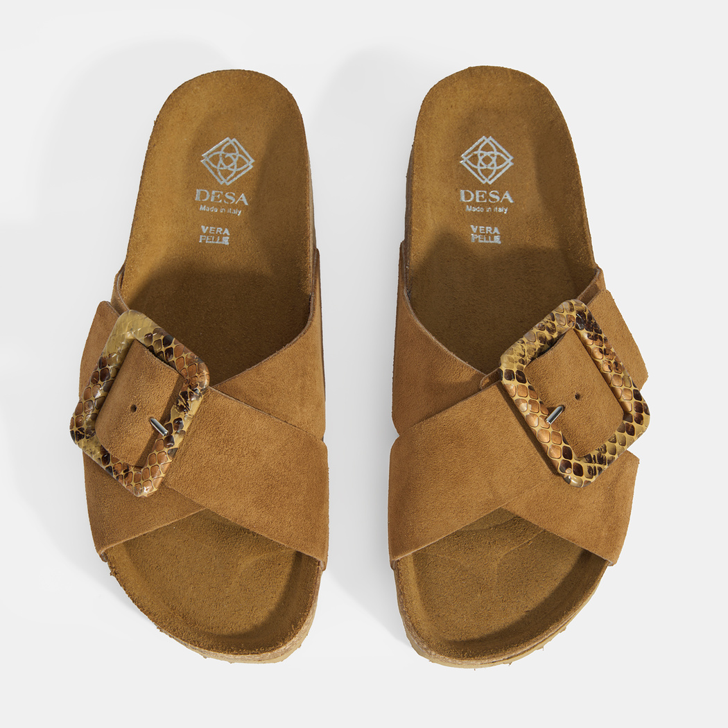 Kadın Taba Ayarlanabilir Toka Detaylı Süet Terlik