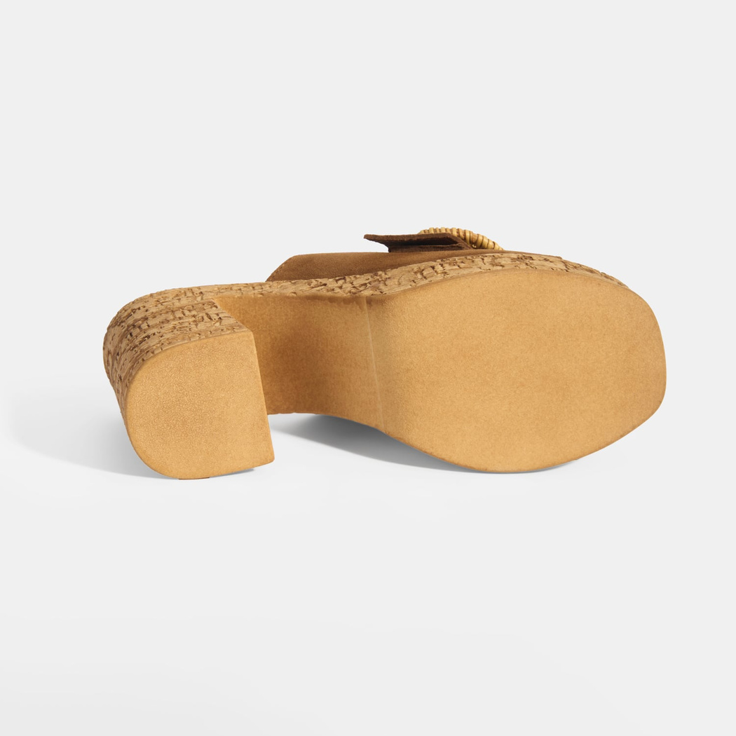 Kadın Taba Ayarlanabilir Toka Detaylı Süet Topuklu Terlik