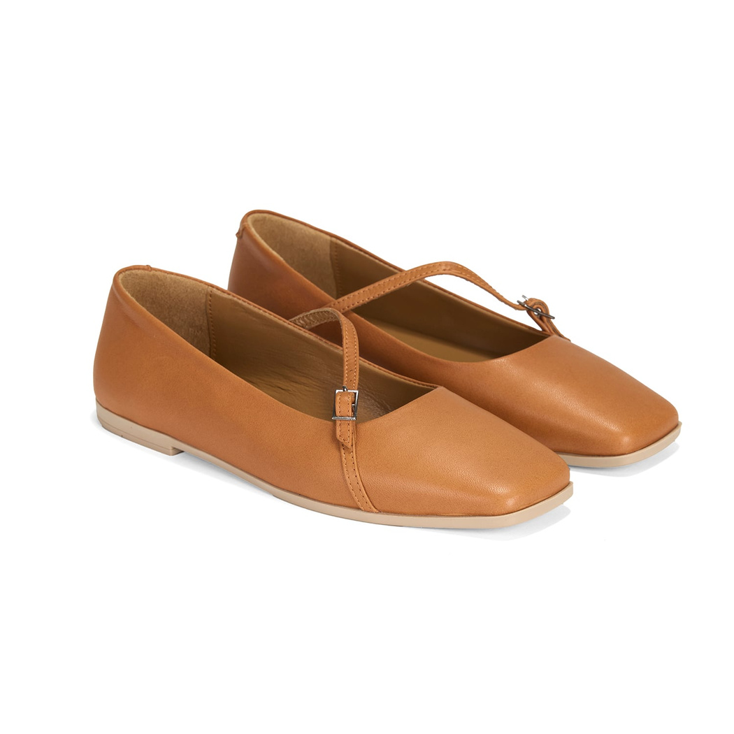 Kadın Taba Ayarlanabilir Tokalı Deri Babet