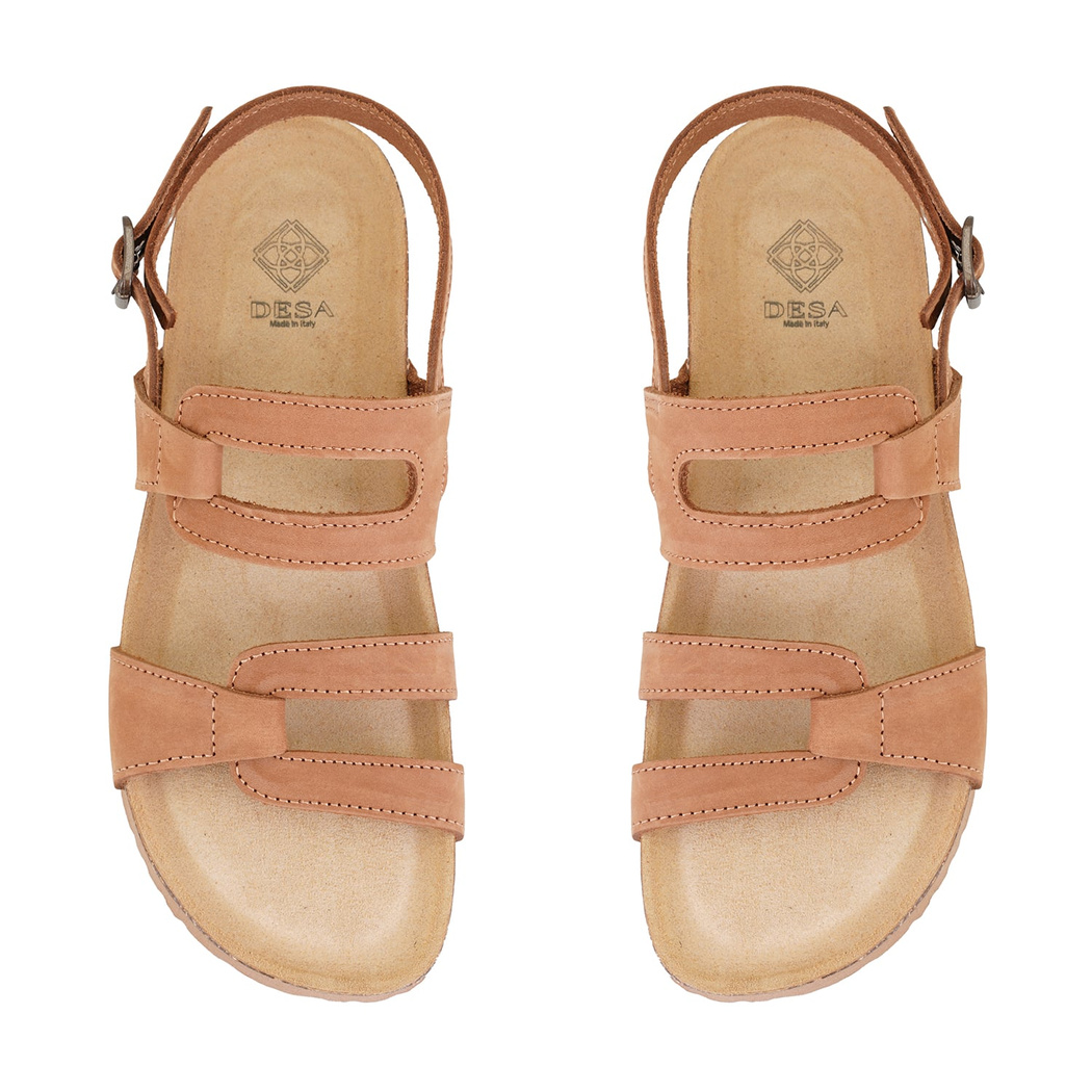 Kadın Taba Ayarlanabilir Tokalı Nubuk Deri Sandalet