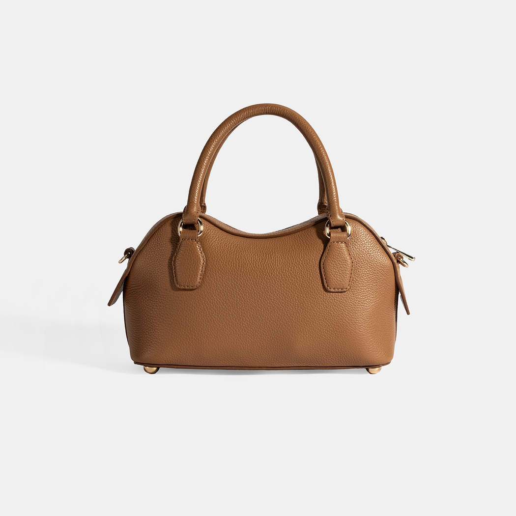 Kadın Taba Deri Çanta Aksesuarlı Mini El Çantası