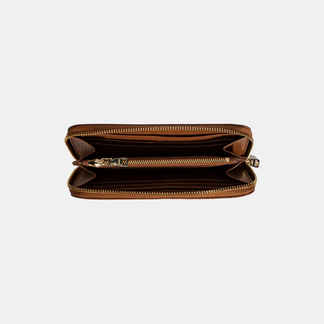 Kadın Taba Deri Fermuarlı Cüzdan