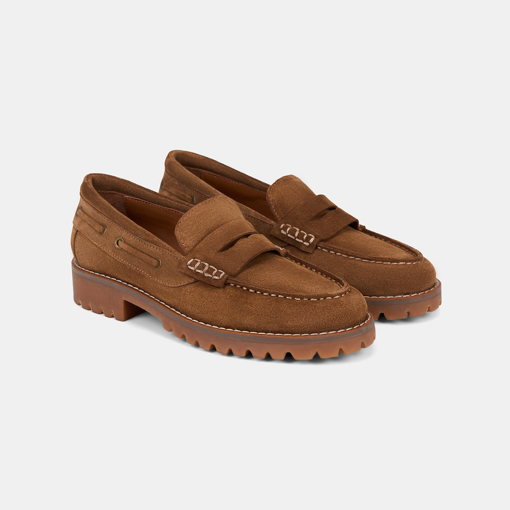 Kadın Taba Dikiş Detaylı Kalın Tabanlı Süet Loafer