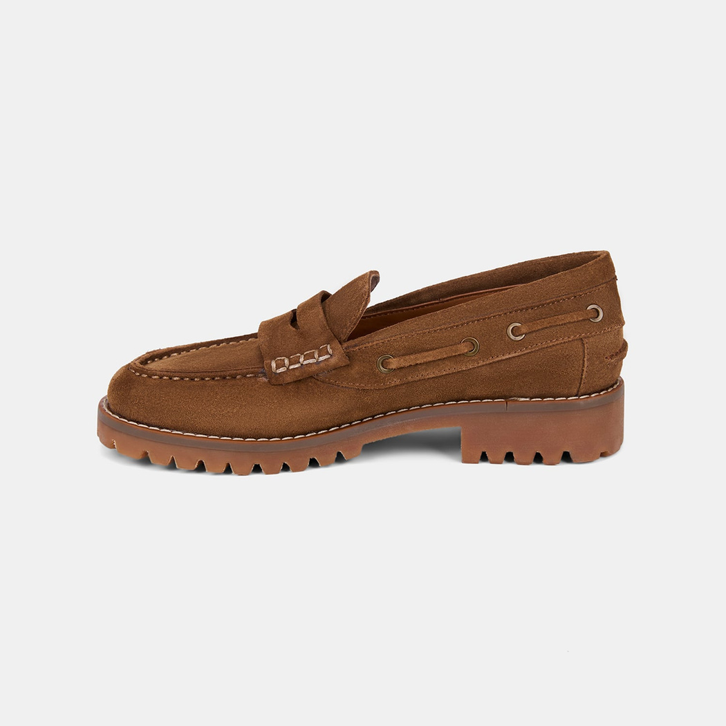 Kadın Taba Dikiş Detaylı Kalın Tabanlı Süet Loafer