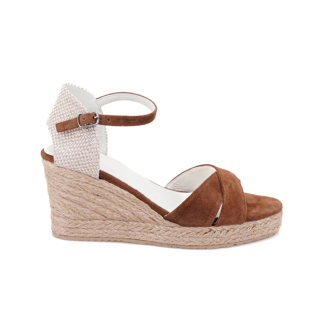 Kadın Taba Dolgu Topuk Süet Espadril Sandalet