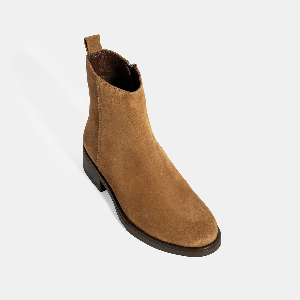 Kadın Taba Fermuarlı Süet Deri Bot