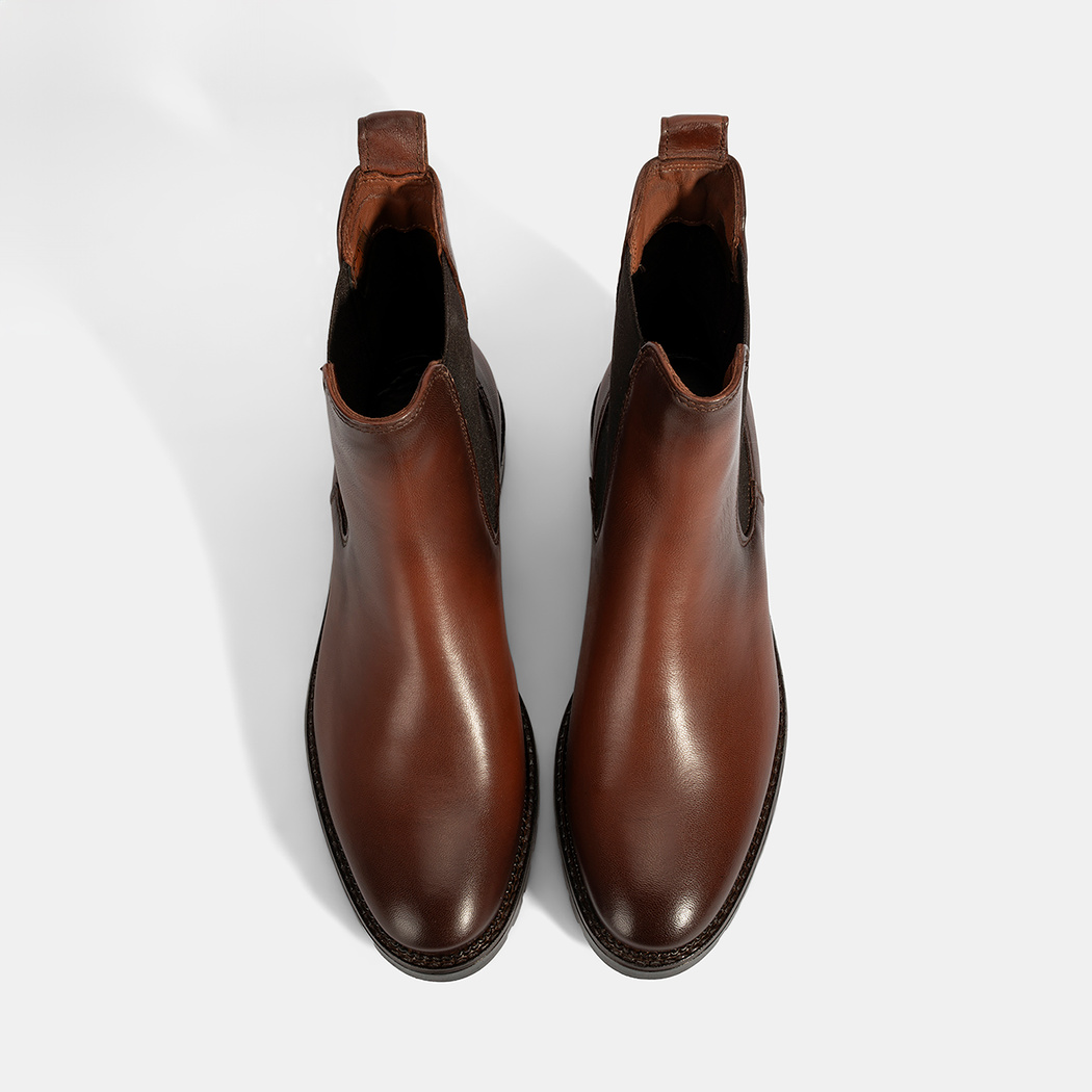 Kadın Taba Kalın Topuklu Deri Bot