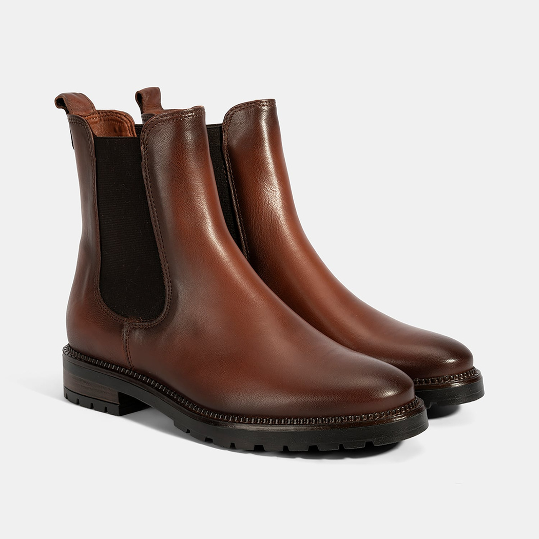 Kadın Taba Kalın Topuklu Deri Bot