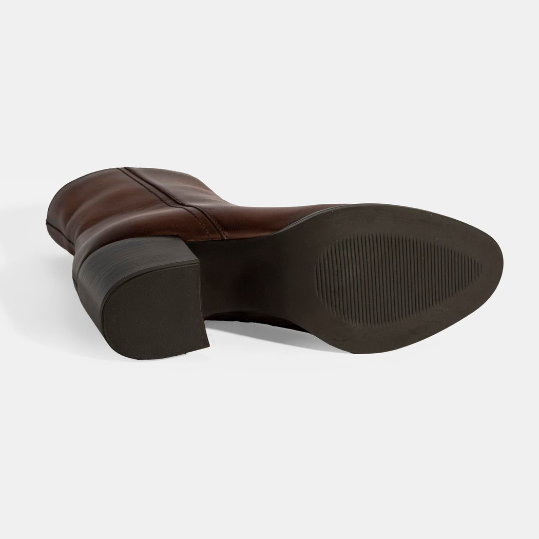 Kadın Taba Kalın Topuklu Deri Bot