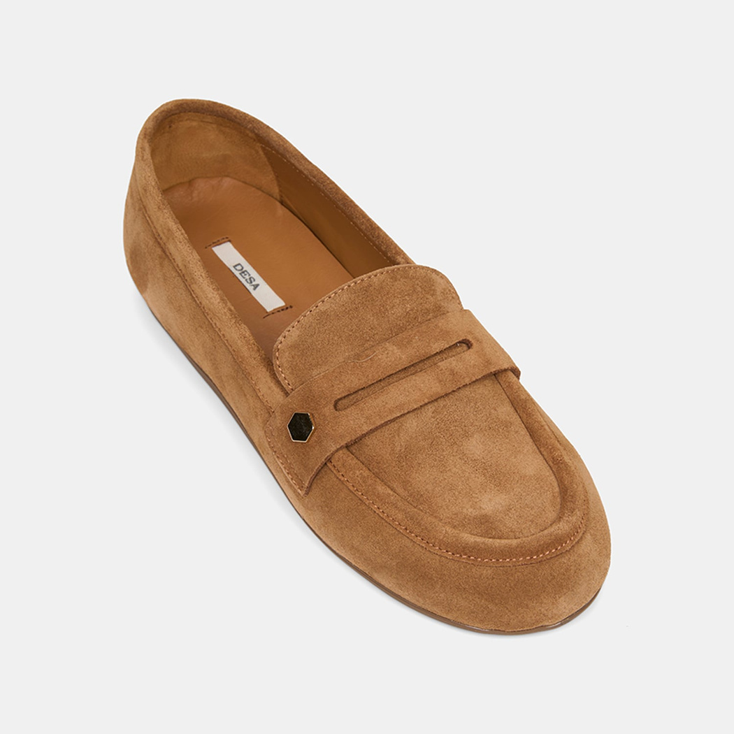 Kadın Taba Metal Detaylı Süet Loafer