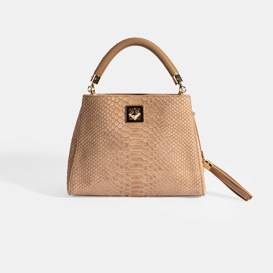 Kadın Taba Püskül Aksesuarlı Deri El Çantası