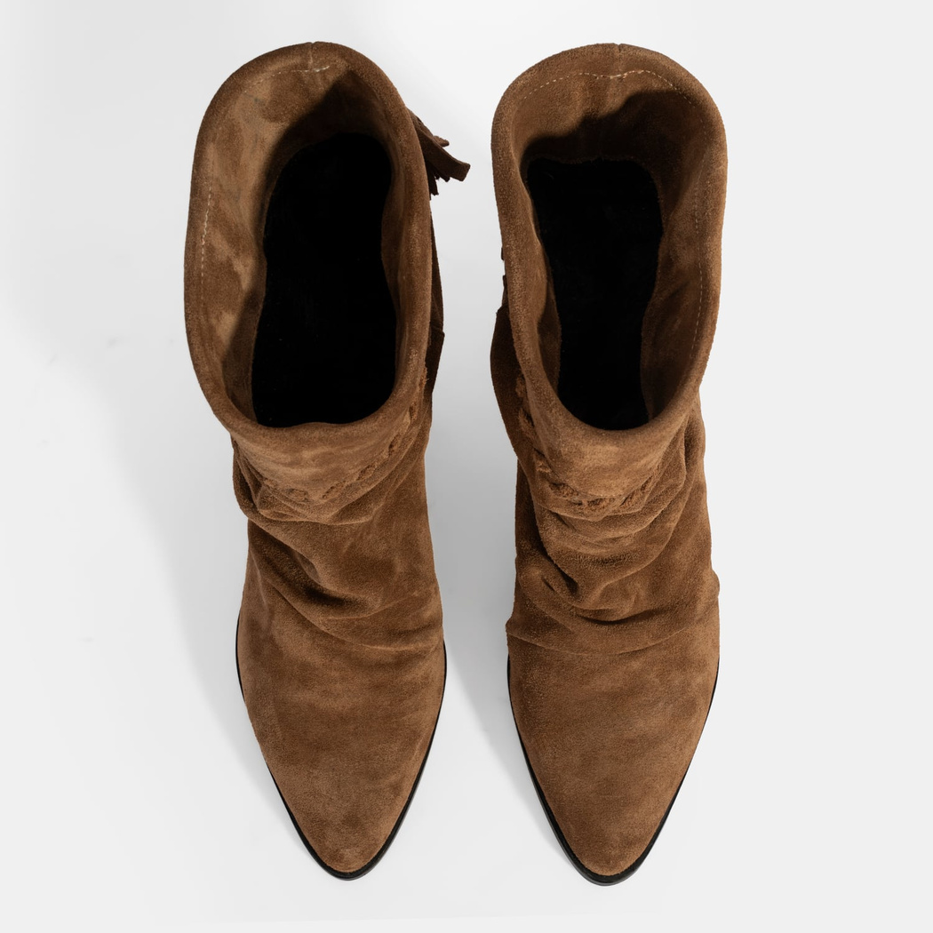 Kadın Taba Püskül Detaylı Süet Topuklu Bot