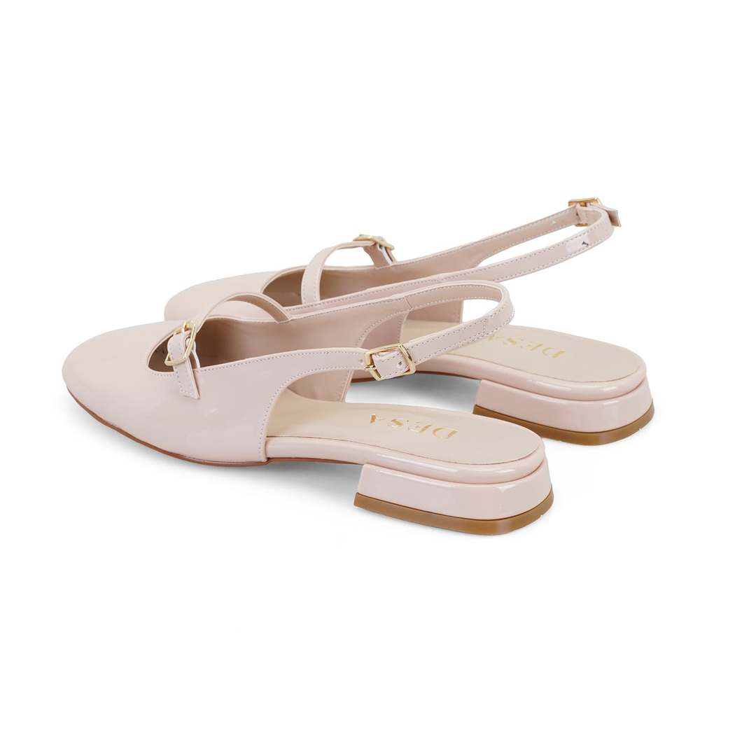 Kadın Ten Ayarlanabilir Tokalı Deri Babet