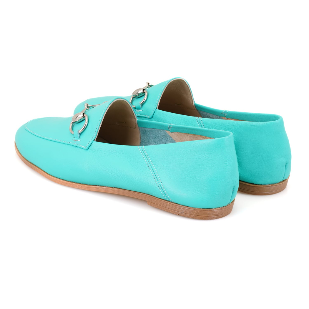 Kadın Turkuaz Deri Loafer