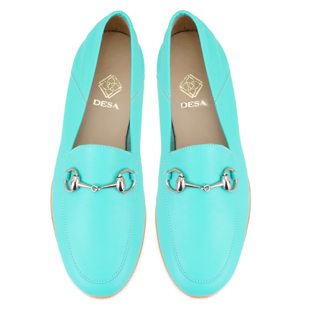 Kadın Turkuaz Deri Loafer