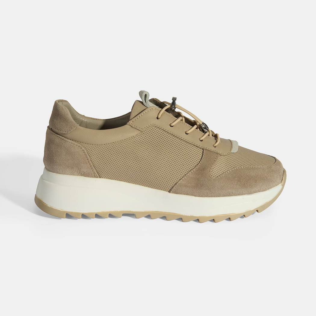 Kadın Vizon Bağcıklı Deri Detaylı Spor Ayakkabı